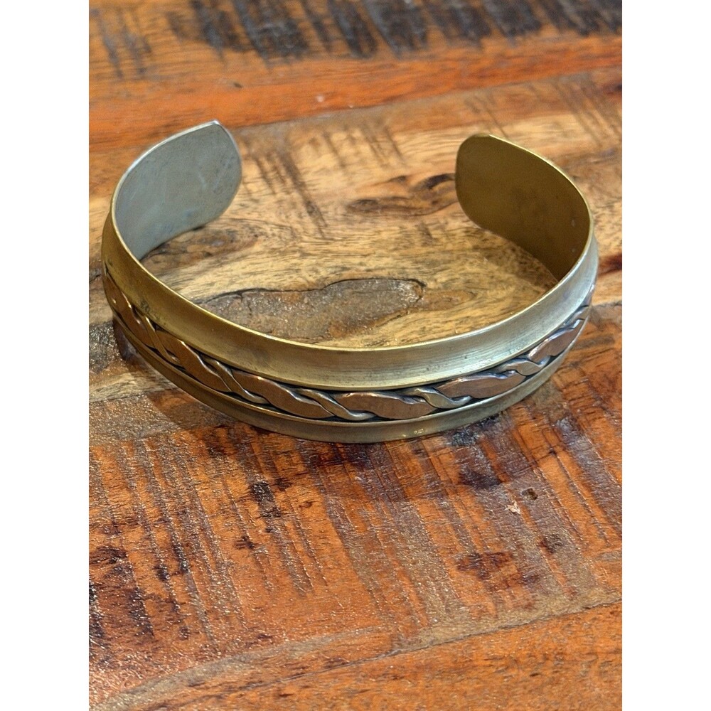 Vintage Brass Cuff Bracelet Twisted Design